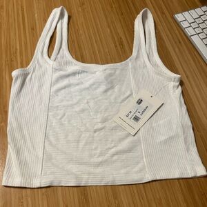 RVCA White Ribbed Crop Top